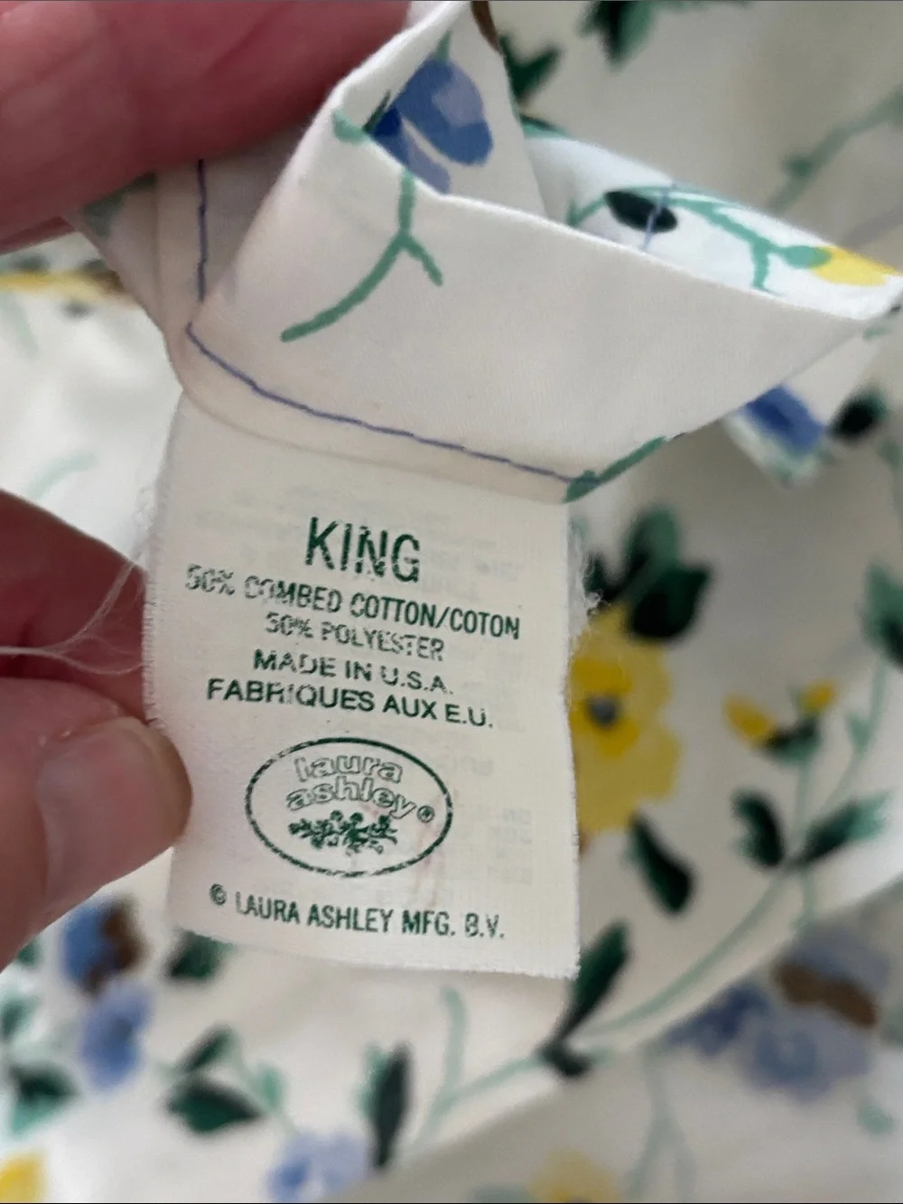 Vintage Laura Ashley Polyanthus Primrose Blue Yellow Flowers 80s 90s